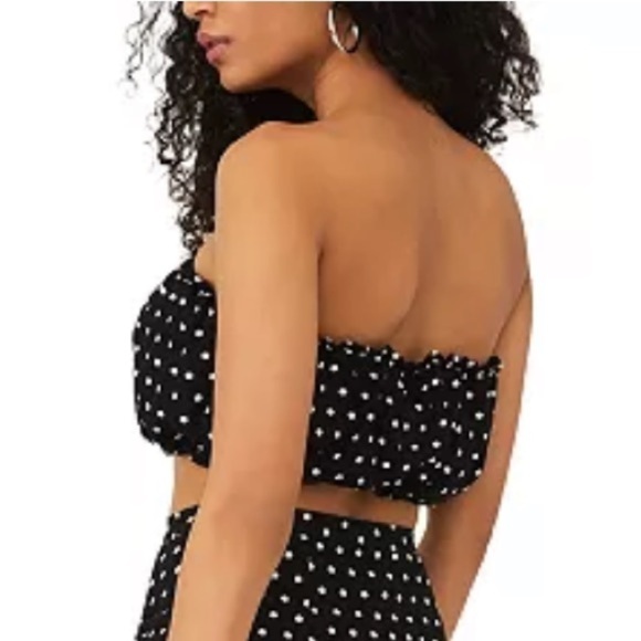 Free PEOPLE Black Polka dot Cutie Crossing Bandeau Crop Top size 8 - Picture 8 of 14